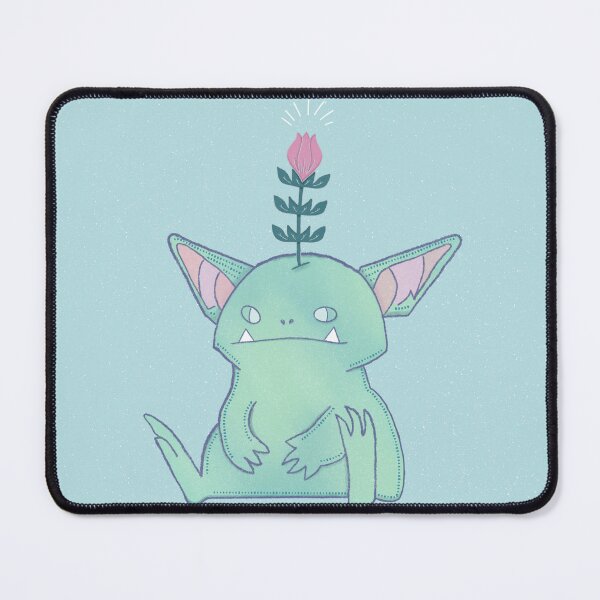 Item preview, Gerald the Goblin — Grumpy Cute Monster with Flower designed and sold by Whimsy Moth .