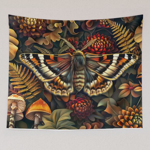 Item preview, Whimsical Moth Mushroom Forest | Cottagecore Nature Art designed and sold by MargaretWiktor.