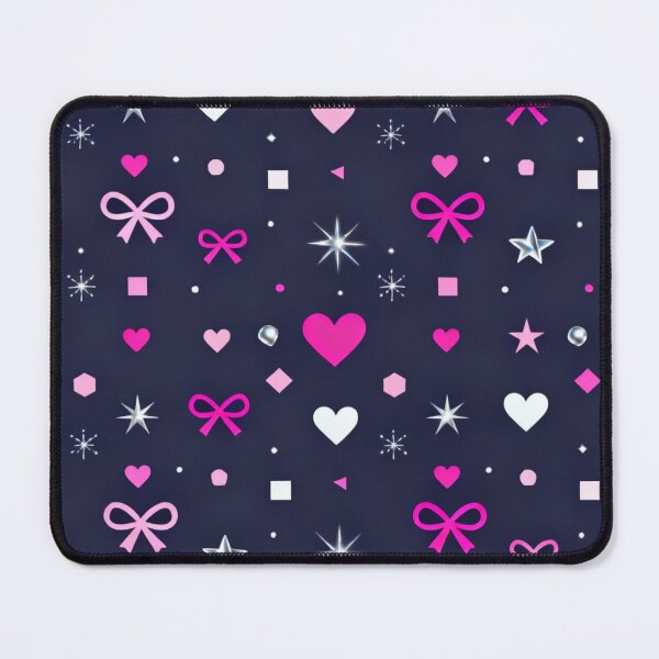 Item preview, Pink Hearts Bows Stars Sparkles Dark Cute Coquette Pattern designed and sold by CreatedbyKandJ.
