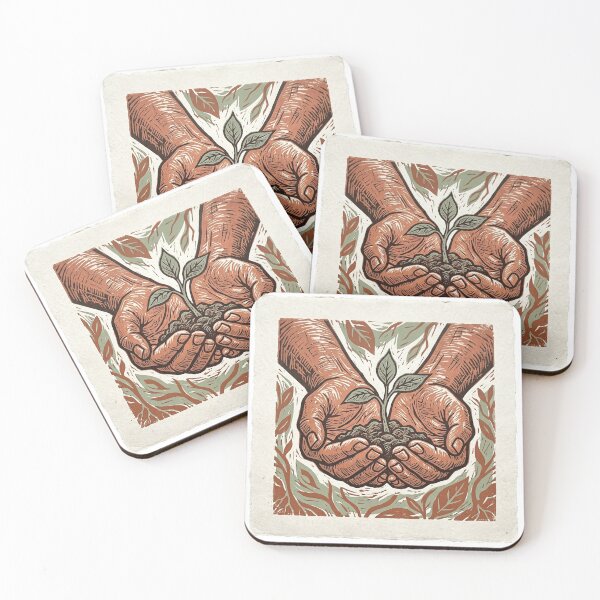 Item preview, Linocut Earth Day Planting Hands designed and sold by KJ Frost.