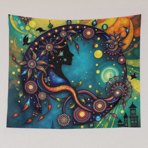 Item preview, Celestial Moon Goddess Silhouette Mystic Arabesque night. designed and sold by Tama-sirth.