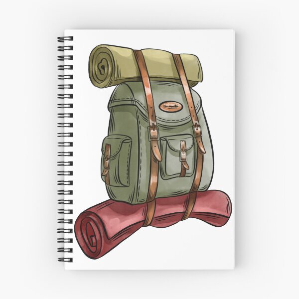 Item preview, Backpack with rolled mat resting on top during an outdoor adventure preparation designed and sold by Ms. Iryna.