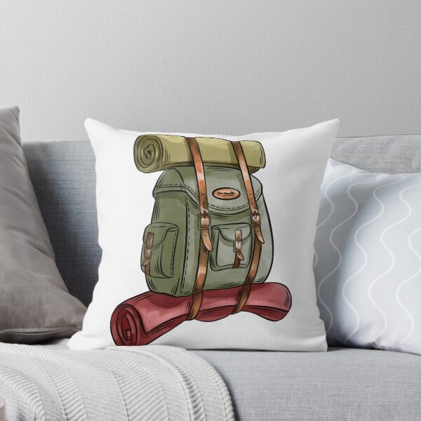Item preview, Backpack with rolled mat resting on top during an outdoor adventure preparation designed and sold by Ms. Iryna.