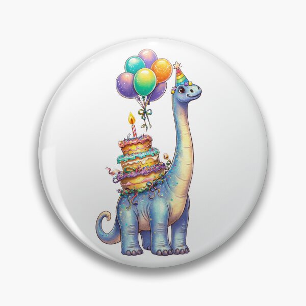 Item preview, Colorful Watercolor Brachiosaurus Birthday Cake designed and sold by Tronstell.