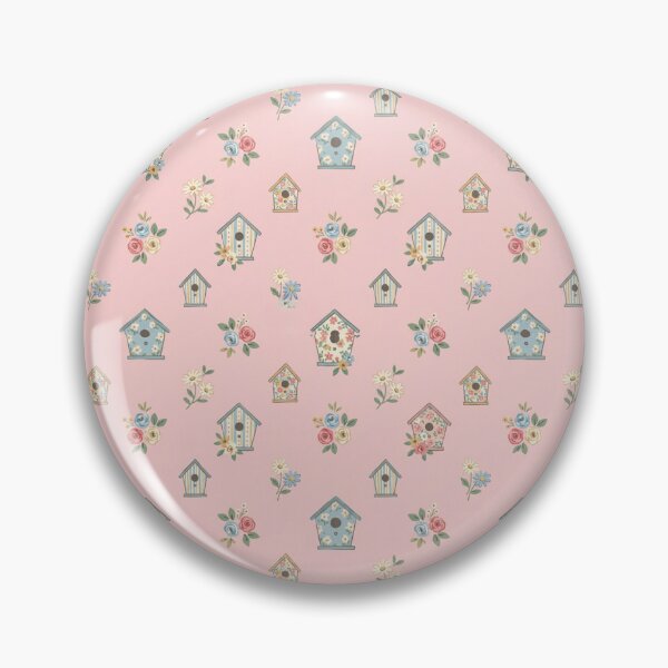 Item preview, Cute Birdhouse Floral Pattern Soft Pink Vintage Cottage Design designed and sold by CreatedbyKandJ.