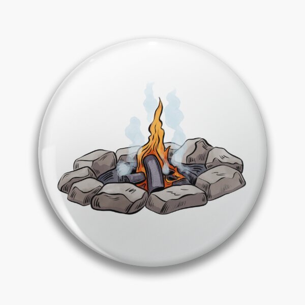 Item preview, Campfire surrounded by stones with flames and smoke rising during evening gathering designed and sold by Ms. Iryna.