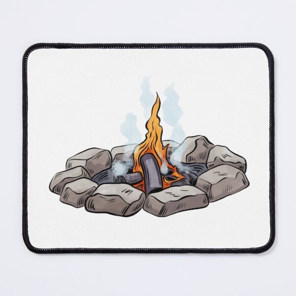 Item preview, Campfire surrounded by stones with flames and smoke rising during evening gathering designed and sold by Ms. Iryna.