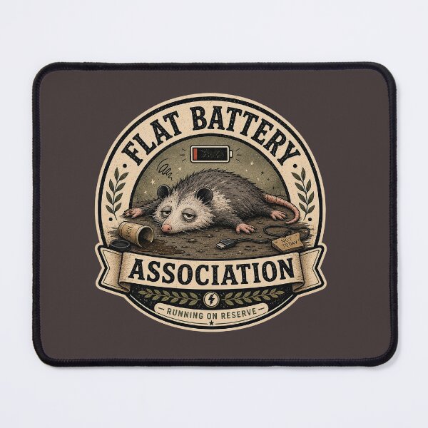 Item preview, Flat Battery Association Possum Hoodie - Running On Reserve Cosy Burnout Design  designed and sold by Halejo68.