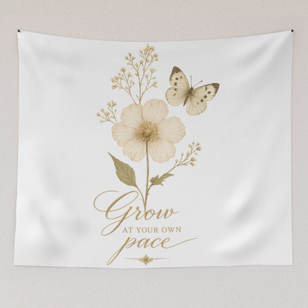 Artikelvorschau, Grow At Your Own Pace Botanical Butterfly Floral T-Shirt entworfen und verkauft von GreenVerseStore.