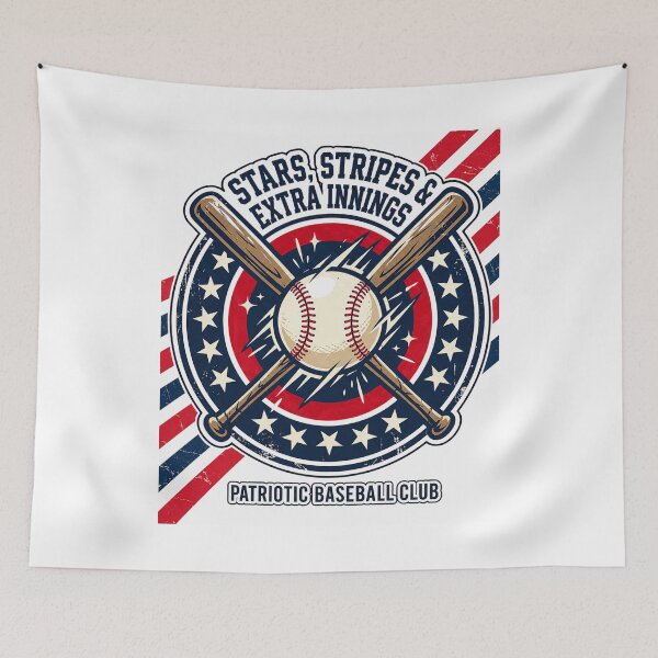 Item preview, Stars Stripes and Extra Innings Patriotic Baseball Club Vintage Design designed and sold by NeelusShop.