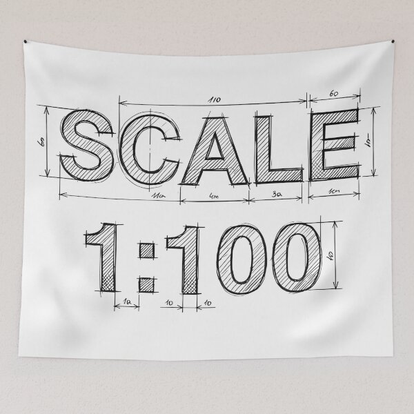 Item preview, Architectural Scale 1:100 - Black Line Technical Sketch designed and sold by MerchPOW.