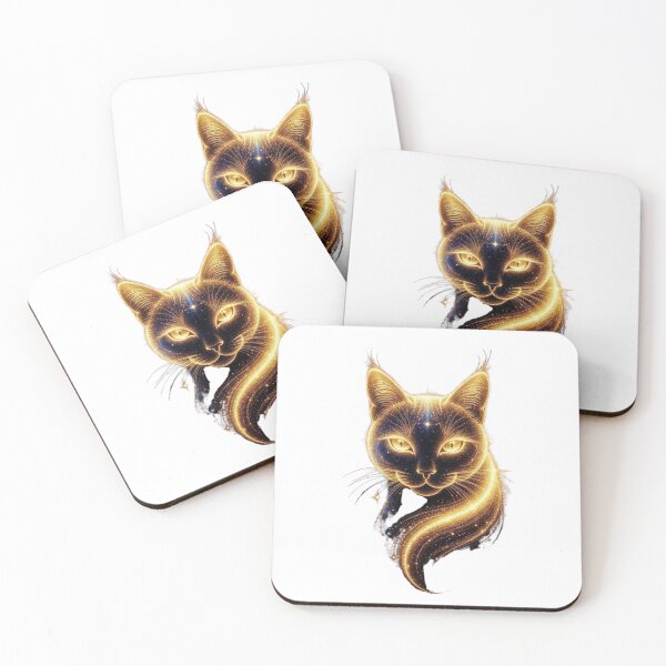 Item preview, Celestial Golden Galaxy Cat - Mystical Starry Feline Art designed and sold by Pani Kara.