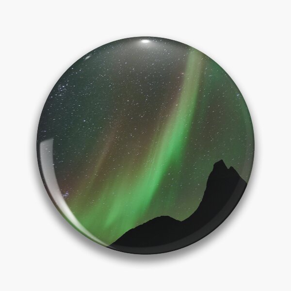 Item preview, green northern lights and stars mountain landscape photo designed and sold by lorelei-stars.