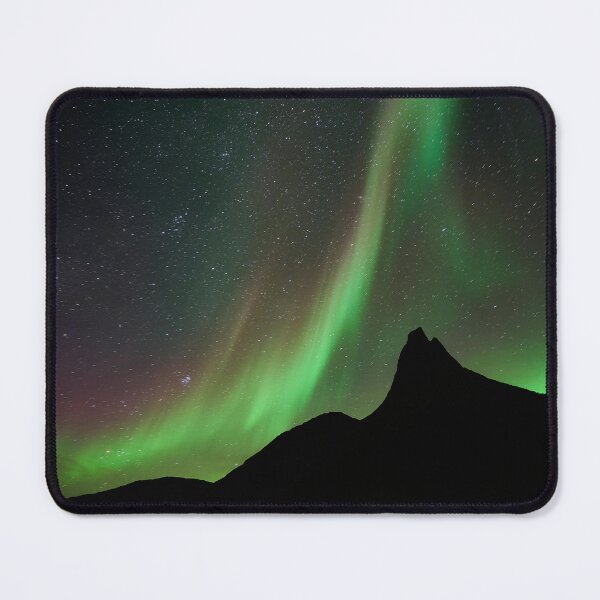 Item preview, green northern lights and stars mountain landscape photo designed and sold by lorelei-stars.