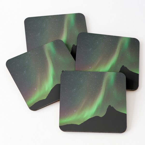 Item preview, green northern lights and stars mountain landscape photo designed and sold by lorelei-stars.