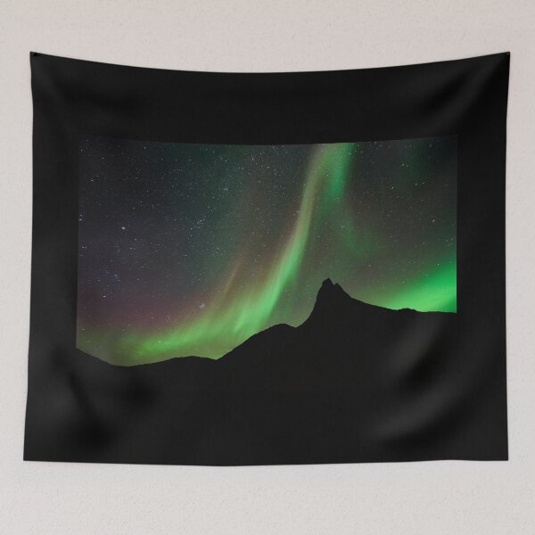 Item preview, green northern lights and stars mountain landscape photo designed and sold by lorelei-stars.