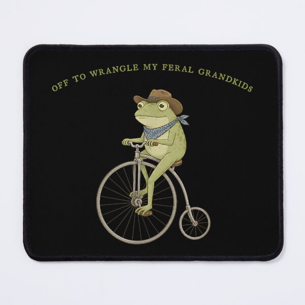 Item preview, Off To Wrangle My Feral Grandkids | Funny Cowboy Frog On Penny Farthing designed and sold by Alluka Brand.