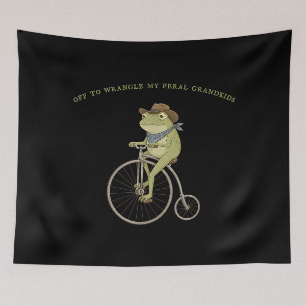 Item preview, Off To Wrangle My Feral Grandkids | Funny Cowboy Frog On Penny Farthing designed and sold by Alluka Brand.