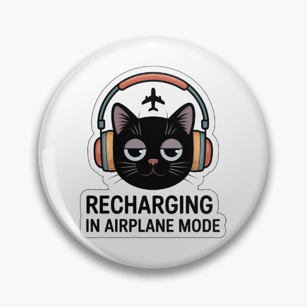 Item preview, Recharging In Airplane Mode Black Cat designed and sold by PrintologyAura.