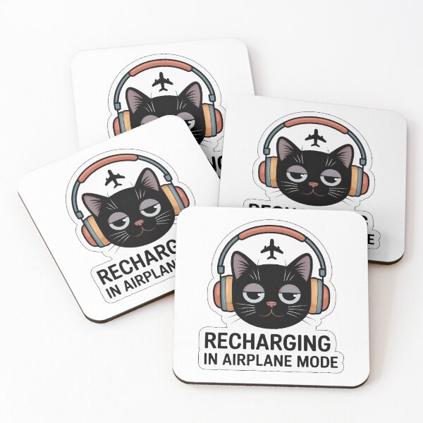 Item preview, Recharging In Airplane Mode Black Cat designed and sold by PrintologyAura.