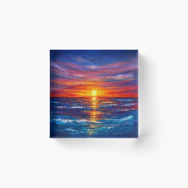 Item preview, Colorful Ocean Sunset Painting, Vibrant Seascape Art, Dramatic Sky Reflection, Coastal Wall Art, Modern Landscape designed and sold by TheSlowShore.