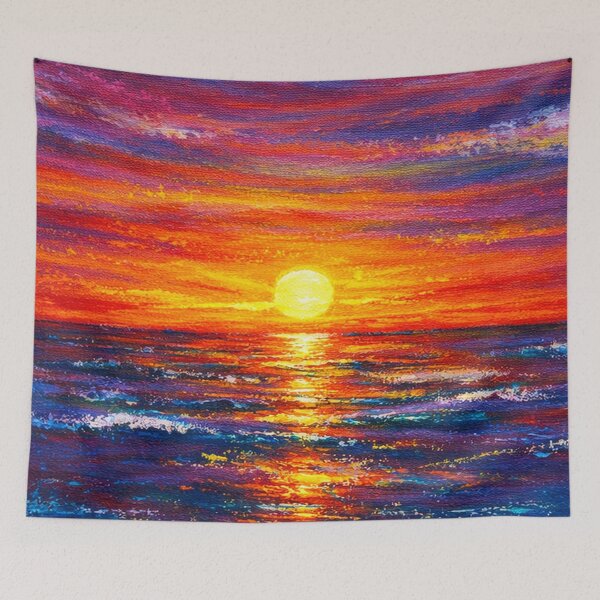 Item preview, Colorful Ocean Sunset Painting, Vibrant Seascape Art, Dramatic Sky Reflection, Coastal Wall Art, Modern Landscape designed and sold by TheSlowShore.