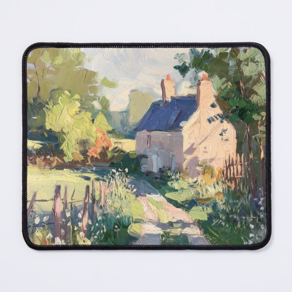 Item preview, French Stone Cottage Path Painting | Vintage Countryside Wall Art designed and sold by CARRAANN.