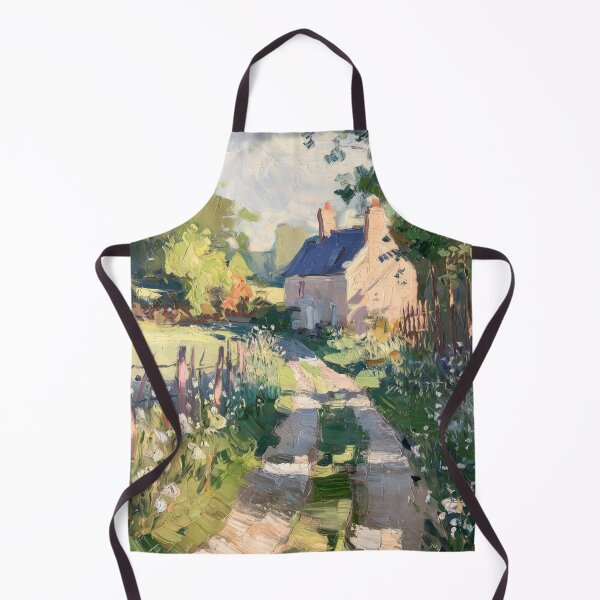 Item preview, French Stone Cottage Path Painting | Vintage Countryside Wall Art designed and sold by CARRAANN.