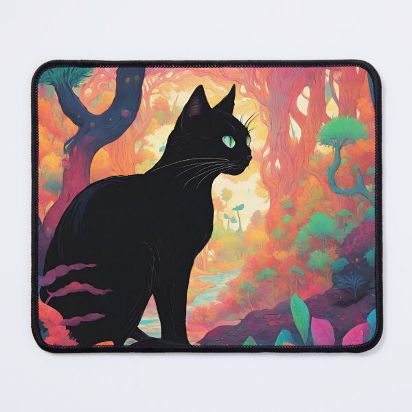 Item preview, Kitty in a psychedelic forest designed and sold by shinykitties.
