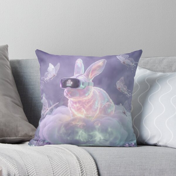Item preview, Cyberpunk Holographic Bunny in VR Headset - Future Metaverse Art designed and sold by lovelistivkaa.