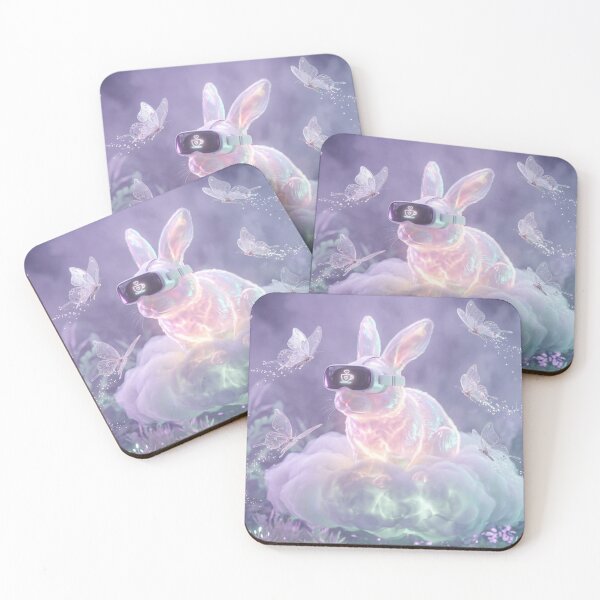 Item preview, Cyberpunk Holographic Bunny in VR Headset - Future Metaverse Art designed and sold by lovelistivkaa.