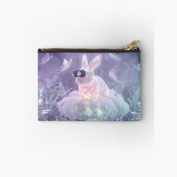 Item preview, Cyberpunk Holographic Bunny in VR Headset - Future Metaverse Art designed and sold by lovelistivkaa.
