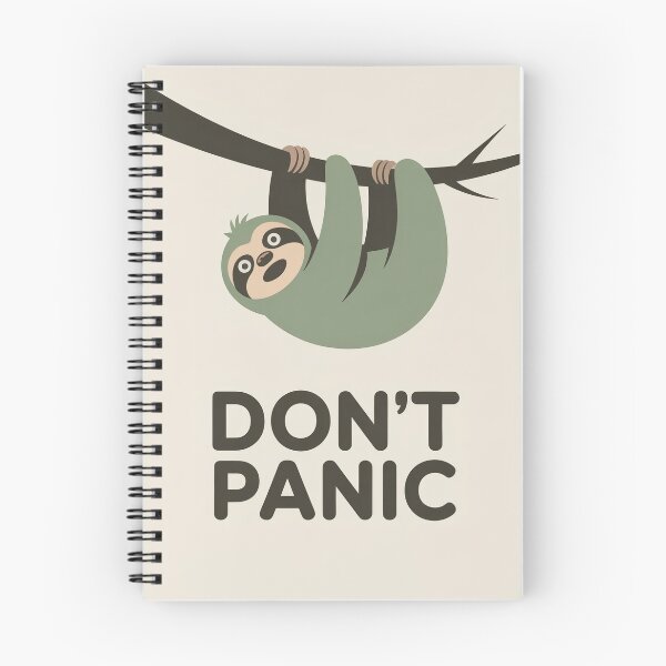 Item preview, Sloth on a branch and the text “Don’t panic” designed and sold by GiriaGallery.