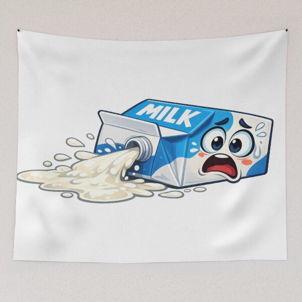 Item preview, Cute Kawaii Spilled Milk Carton Scared Face designed and sold by jgvisualarts.