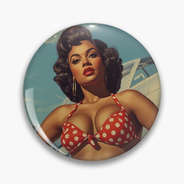 Item preview, Vintage 1940s African American Pin Up Fighter Jet Art designed and sold by MissSaylor.