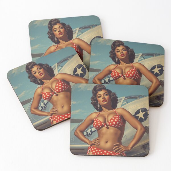 Item preview, Vintage 1940s African American Pin Up Fighter Jet Art designed and sold by MissSaylor.