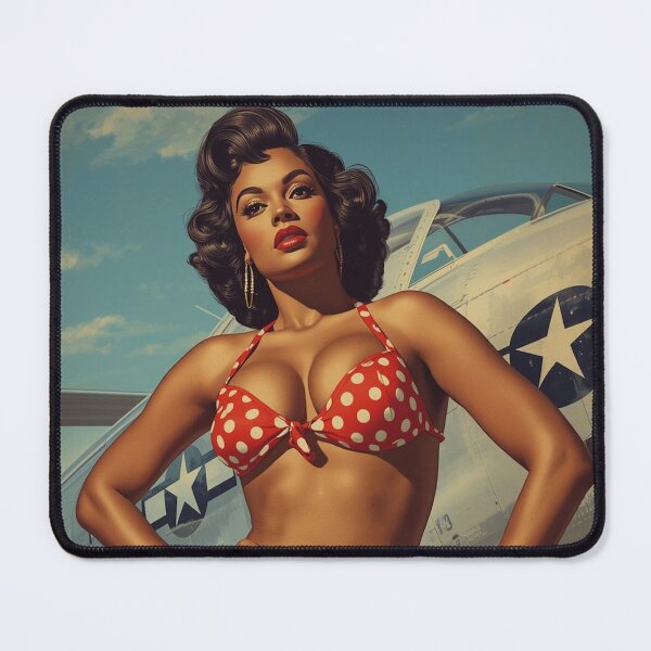 Item preview, Vintage 1940s African American Pin Up Fighter Jet Art designed and sold by MissSaylor.