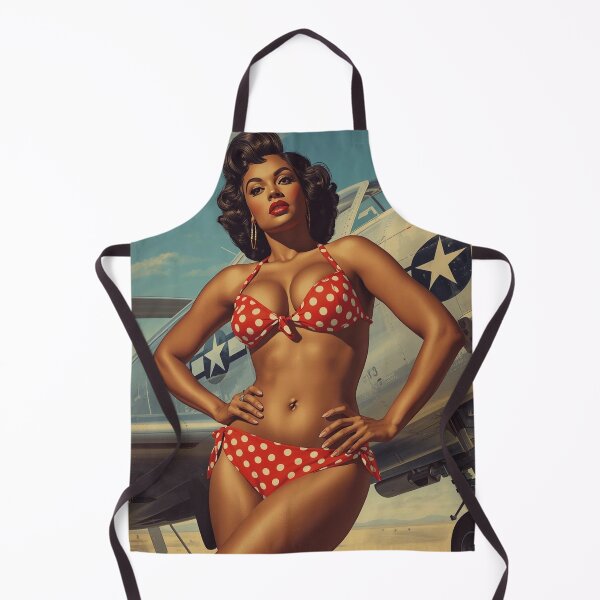 Item preview, Vintage 1940s African American Pin Up Fighter Jet Art designed and sold by MissSaylor.