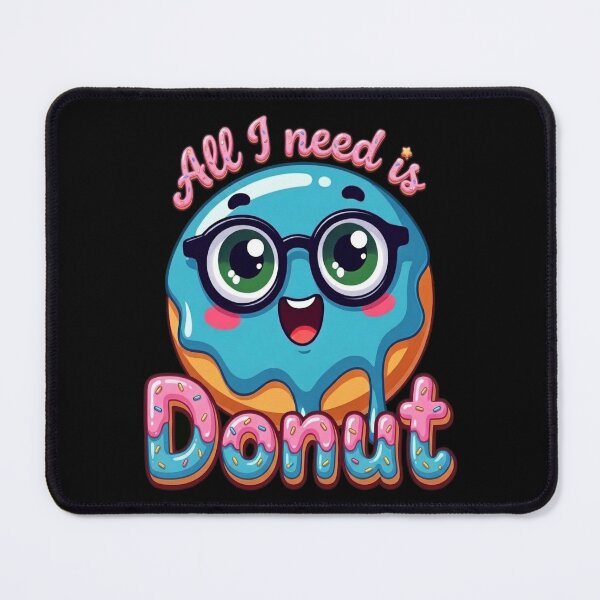Item preview, All I Need Is Donut Cute Kawaii Blue Glazed Doughnut Illustration designed and sold by AlexandraSand.