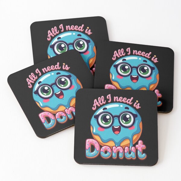 Item preview, All I Need Is Donut Cute Kawaii Blue Glazed Doughnut Illustration designed and sold by AlexandraSand.