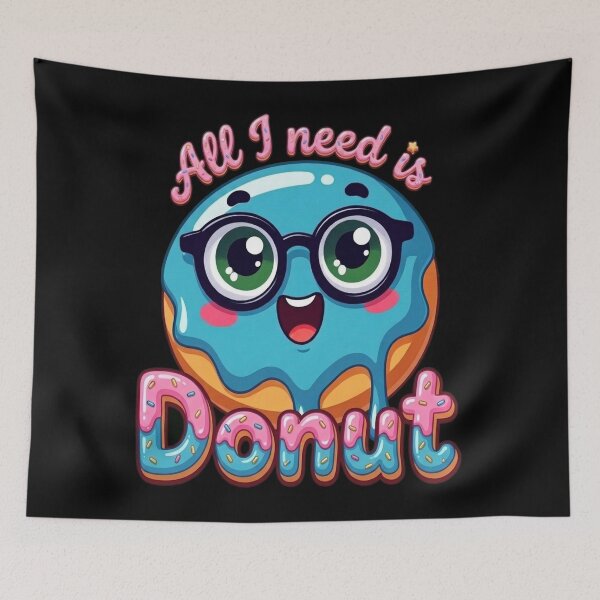 Item preview, All I Need Is Donut Cute Kawaii Blue Glazed Doughnut Illustration designed and sold by AlexandraSand.