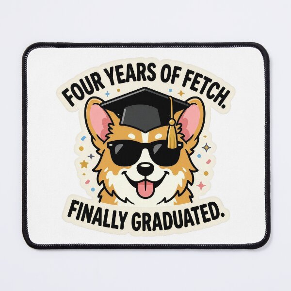 Item preview, Four Years of Fetch Finally Graduated – Funny Corgi Graduation Gift designed and sold by StillWildink.