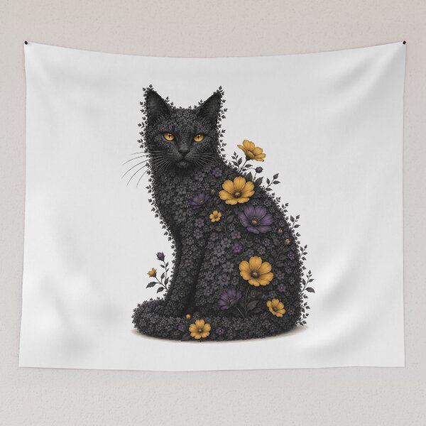 Item preview, Midnight Blossom Spirit Cat designed and sold by MarekoraStudio.