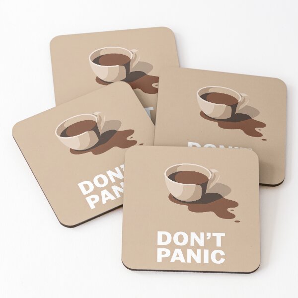 Item preview, Spilled cup of coffee and the text “Don’t panic” designed and sold by GiriaGallery.