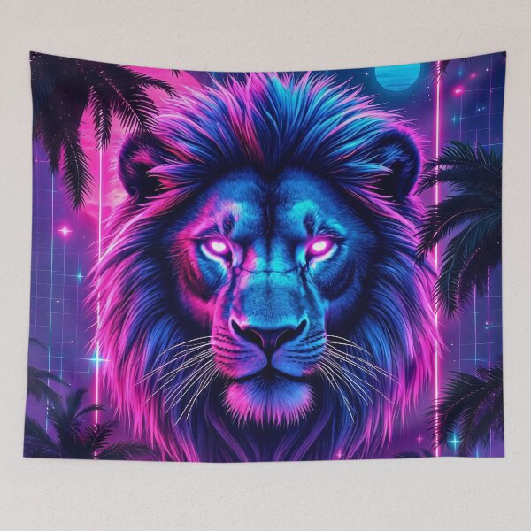 Item preview, Vaporwave Lion King of the Neon Night designed and sold by WonderPiks.