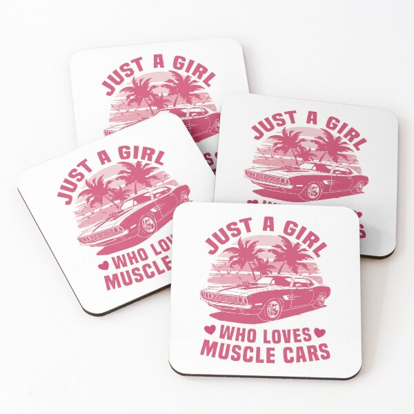 Item preview, Just a Girl Who Loves Muscle Cars - Vintage Pink Sunset & Palm Trees designed and sold by Dmetalx Art Apparel.