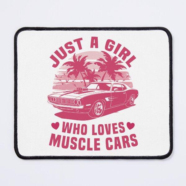 Item preview, Just a Girl Who Loves Muscle Cars - Vintage Pink Sunset & Palm Trees designed and sold by Dmetalx Art Apparel.