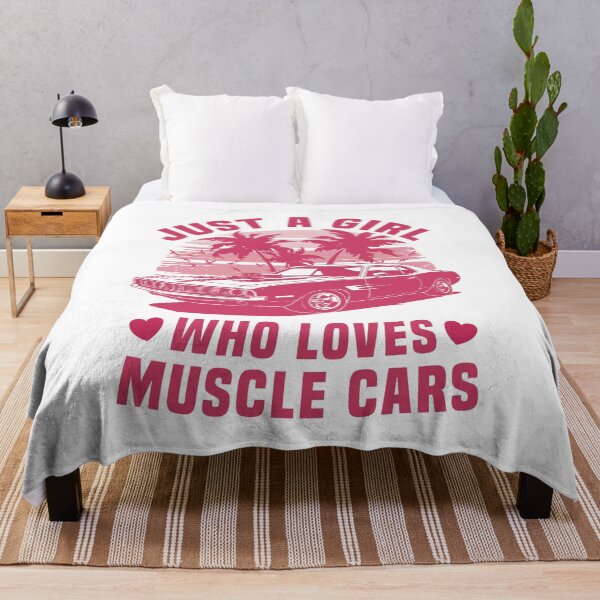 Item preview, Just a Girl Who Loves Muscle Cars - Vintage Pink Sunset & Palm Trees designed and sold by Dmetalx Art Apparel.