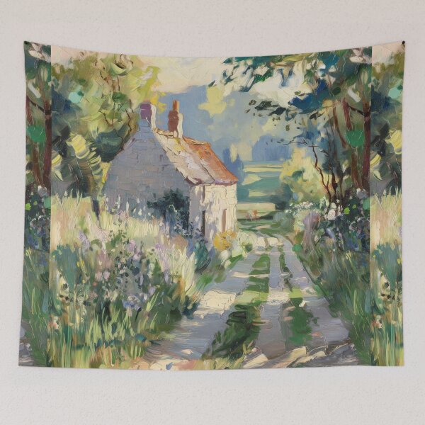 Item preview, Stone Cottage in Spring | French Countryside Impressionist Print designed and sold by CARRAANN.