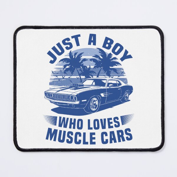 Item preview, Just a Boy Who Loves Muscle Cars - Vintage Blue Sunset Retro Design designed and sold by Dmetalx Art Apparel.